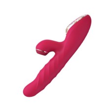 Вібратор-кролик з вакуумною стимуляцією і стовбуром, що обертається KisToy A-King Max Red