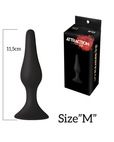 Анальна пробка з присоскою MAI Attraction Toys №33 Black, довжина 11,5cм, діаметр 3см