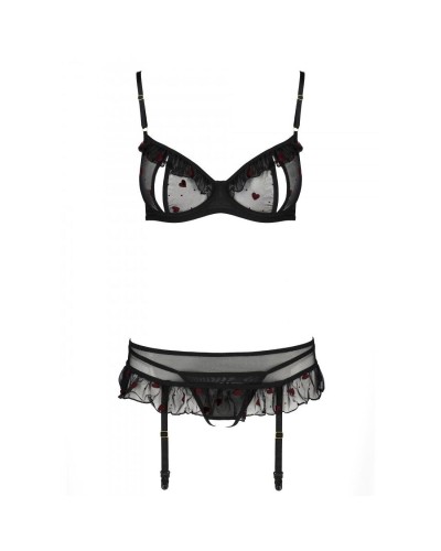 Сексуальний комплект з поясом для панчіх LOVELIA SET black L/XL - Passion