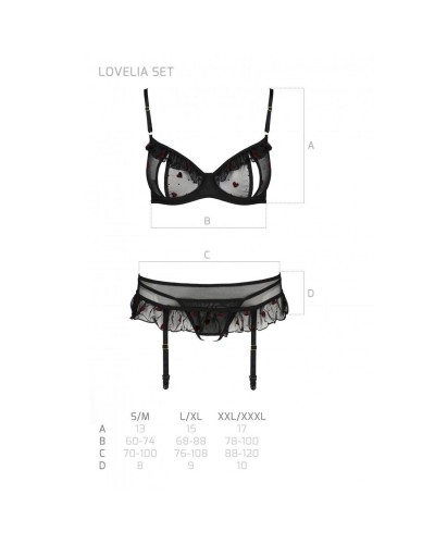 Сексуальний комплект з поясом для панчіх LOVELIA SET black L/XL - Passion