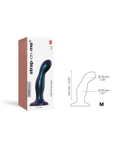 Дилдо Strap-On-Me DILDO PLUG SNAKY METALLIC BLUE, размер M, диаметр 4 см, вводимая длина 15,3 см