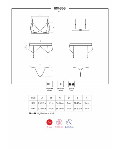 Obsessive 810-SEG-2 3 pcs set white S/M