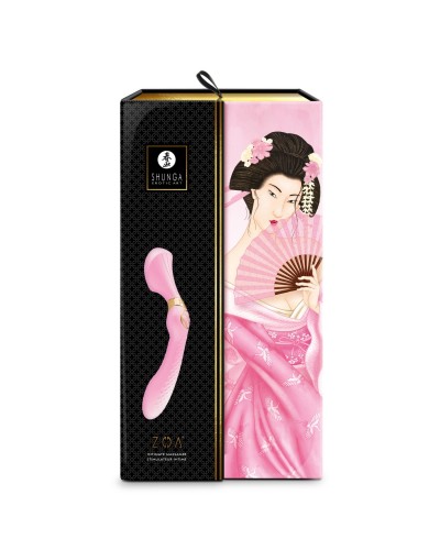 Вибромассажер Shunga Zoa Light Pink, двусторонний