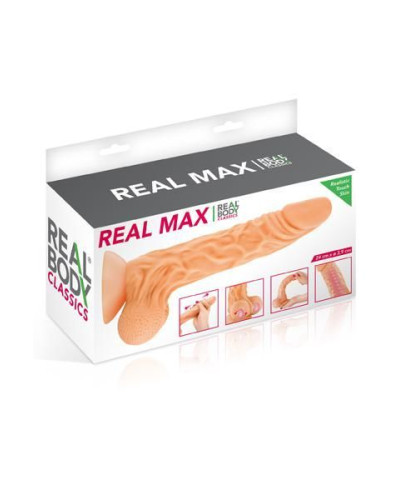 Фалоімітатор із рухомою крайньою плоттю Real Body — Real Max, діаметр 4,3 см, TPE