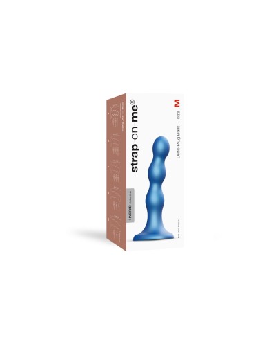 Насадка для страпона Strap-On-Me DILDO PLUG BALLS BLEU METALLIC - M