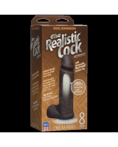 Фаллоимитатор Doc Johnson The Realistic Cock 8 inch Black - ULTRASKYN, Vack-U-Lock, диаметр 5,1см