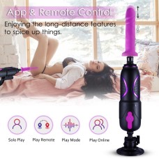 Високомобільна смарт секс-машина Hismith Pro Travel APP з фалоімітатором, дві присоски, пульт ДК