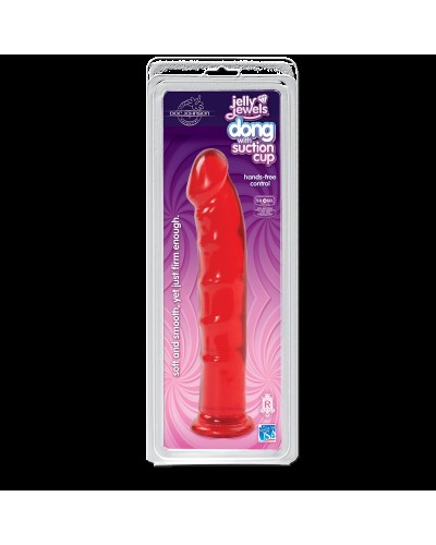 Фалоімітатор Doc Johnson Jelly Jewels Dong & Suction Cup Red, діаметр 3,6 см, антибактеріальний ПВХ