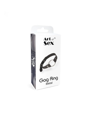 Кляп Металеве кільце із натуральної шкіри Art of Sex - Gag Ring Metal, колір Чорний