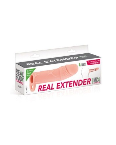 Насадка на член Real Body - Real Extender HUGY с открытой головкой и кольцом для мошонки