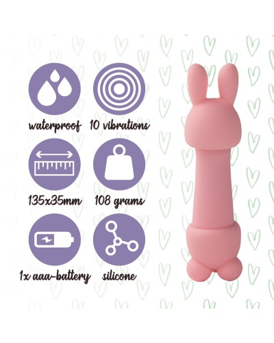 Міні-вібратор FeelzToys Mister Bunny Pink з двома насадками