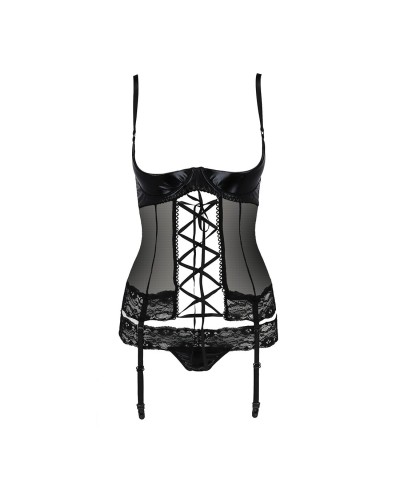 Корсет с открытой грудью NORTH CORSET black XXL/XXXL - Passion Exclusive, пажи, трусики, шнуровка