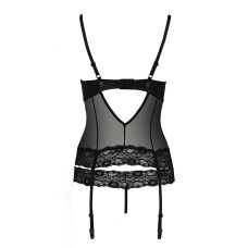 Корсет з відкритими грудьми NORTH CORSET black XXL/XXXL - Passion Exclusive, пажі, трусики, шнурівка