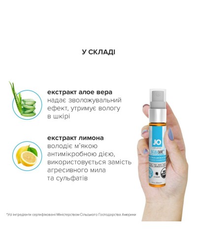 Розпродаж! Очищающий спрей System JO NATURALOVE - ORGANIC (30 мл) (термін 07.2023)