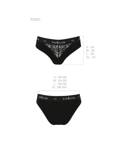 Трусики з широкою гумкою і мереживом Passion PS001 PANTIES black, size S