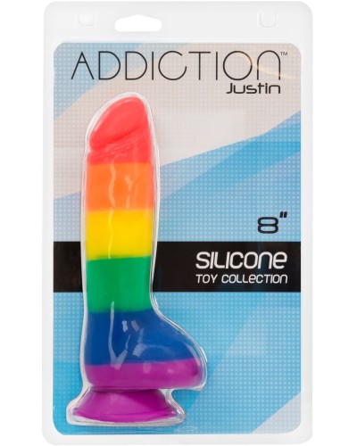 Райдужний фалоімітатор ADDICTION - JUSTIN - 8 "- RAINBOW, 20,3 см, силікон, вібропуля в подарунок