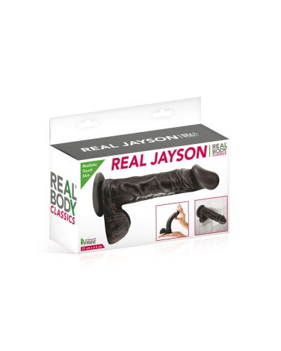 Фаллоимитатор на присоске Real Body - Real Jayson Black, TPE, диаметр 4см