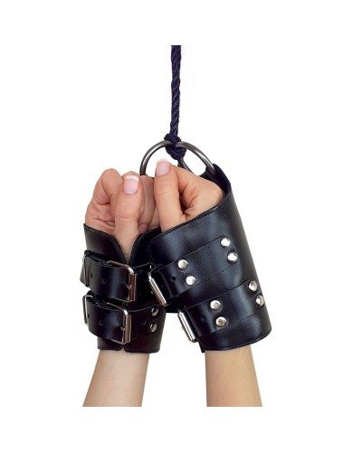 Манжеты для подвеса за руки Kinky Hand Cuffs For Suspension из натуральной кожи, цвет черный