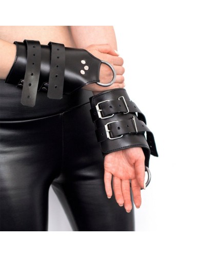 Манжеты для подвеса за руки Kinky Hand Cuffs For Suspension из натуральной кожи, цвет черный