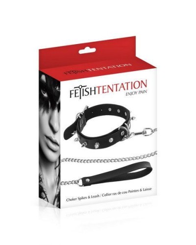 Нашийник з повідцем Fetish Tentation Spikes and Leash