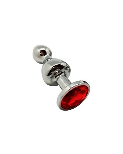 Анальная пробка Wooomy Lollypop Double Ball Metal Plug Red S