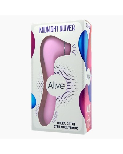 Вибратор и вакуумный клиторальный стимулятор Alive Midnight Quiver Pink - секс-игрушка 2в1