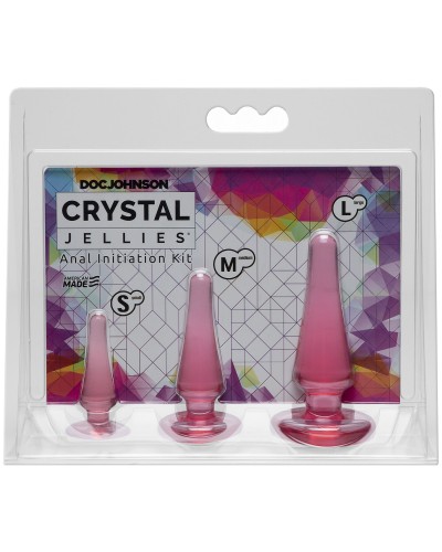 Набор анальных пробок Doc Johnson Crystal Jellies - Pink, макс. диаметр 2см - 3см - 4см