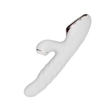 Вібратор-кролик з вакуумною стимуляцією і стовбуром, що обертається KisToy A-King Max White