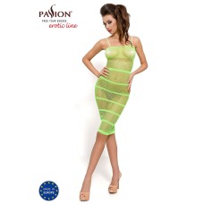 Бодістокінг Passion BS033 green, сукня-сітка на бретелях, прозора