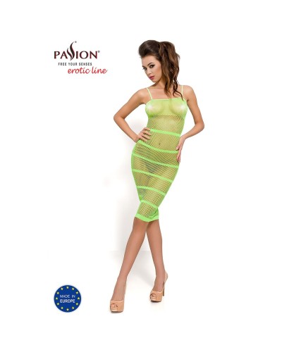 Бодистокинг Passion BS033 green, платье-сетка на бретелях, прозрачное