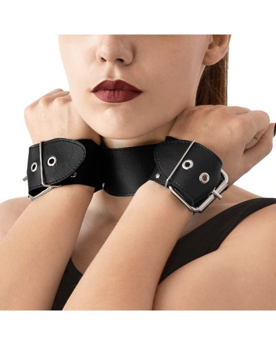 Ошейник с наручниками из натуральной кожи Art of Sex - Bondage Collar with Handcuffs