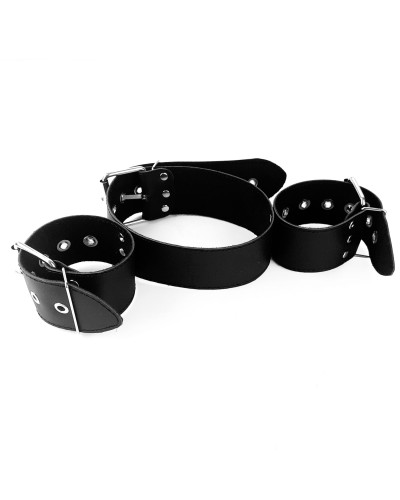 Ошейник с наручниками из натуральной кожи Art of Sex - Bondage Collar with Handcuffs