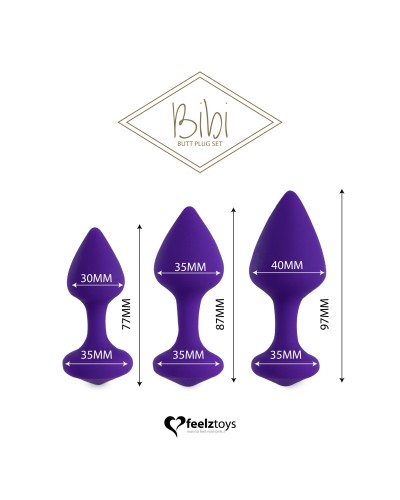 Набор силиконовых анальных пробок FeelzToys - Bibi Butt Plug Set 3 pcs Purple