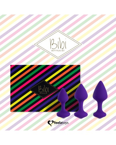 Набор силиконовых анальных пробок FeelzToys - Bibi Butt Plug Set 3 pcs Purple