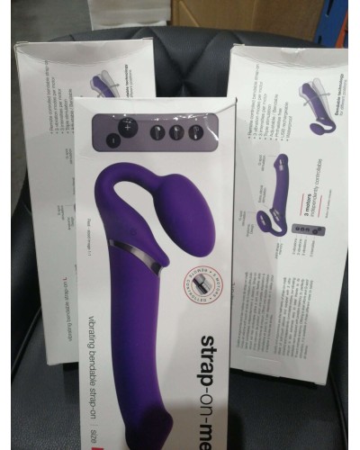 Безремневой страпон с вибрацией Strap-On-Me Vibrating Violet L (мятая упаковка)