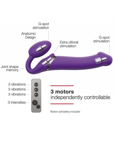 Безремневой страпон с вибрацией Strap-On-Me Vibrating Violet L (мятая упаковка)