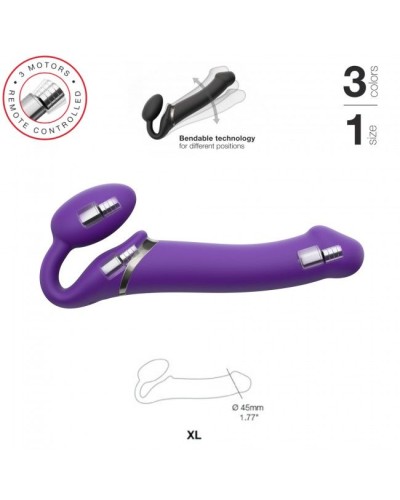 Безремневой страпон с вибрацией Strap-On-Me Vibrating Violet XL, диам. 4,5см, пульт ДУ, регулируемый