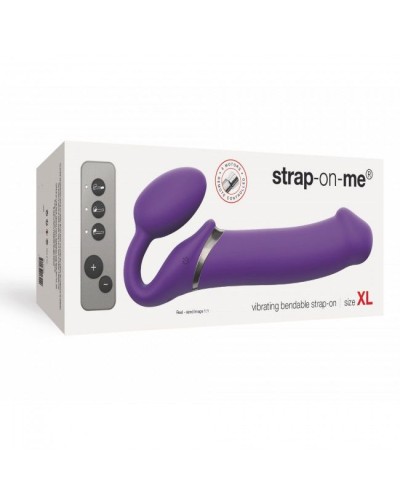 Безремневой страпон с вибрацией Strap-On-Me Vibrating Violet XL, диам. 4,5см, пульт ДУ, регулируемый