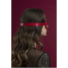 Маска на очі з заклепками Feral Feelings - Blindfold Mask, натуральна шкіра, червона