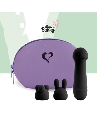 Міні-вібратор FeelzToys Mister Bunny Black з двома насадками