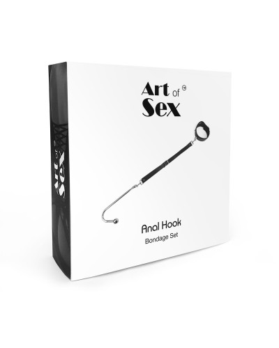 Анальный крюк с ошейником из натуральной кожи Art of Sex - Anal hook, Черный