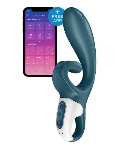 Смартвібратор-кролик Satisfyer Hug Me Bluegrey, 2 мотори, діаметр 4,2см, широка кліторальна частина