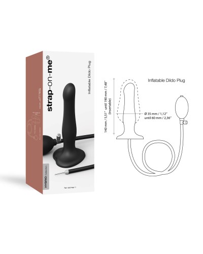 Надувной фаллоимитатор Strap-On-Me INFLATABLE DILDO PLUG - NOIR, шарик внутри, диаметр до 6 см