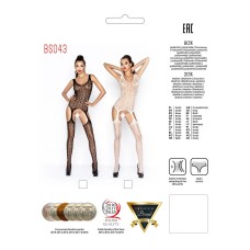 Бодистокинг Passion BS043 black, комбинезон, имитация чулок