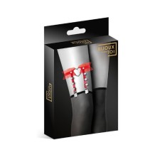 Гартер на ногу Bijoux Pour Toi - WITH HEART AND SPIKES Red, сексуальна підв'язка з сердечком