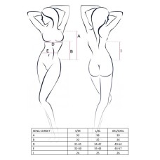 Корсет з пажами XENA CORSET white L/XL - Passion, трусики, квітковий узор, напівпрозорий