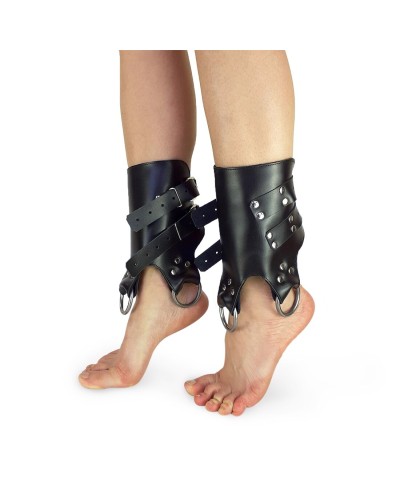 Поножи манжеты для подвеса за ноги Leg Cuffs For Suspension из натуральной кожи, цвет черный