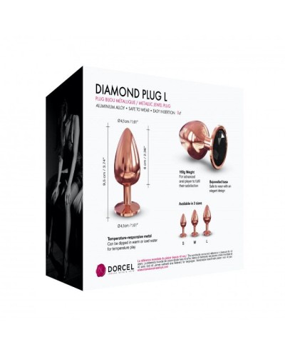 Металева анальна пробка із прикрасою у вигляді кристалу Dorcel - Diamond Plug Rose Gold L