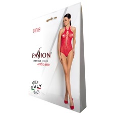 Бодистокинг с декольте Passion BS088 red, имитация корсетной шнуровки