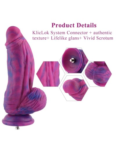 Фалоімітатор для секс-машин Hismith 9.45″ Silicone Fantasy Series Dildo, система кріплення KlicLok, 